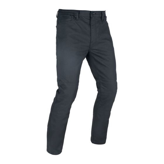 Black wash straight fit jeans with extra long legs, featuring a classic five-pocket design and a sturdy denim material by Oxford.