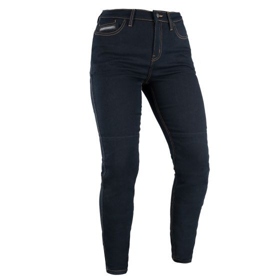 Dark blue super stretch women's jeans by Oxford, size 52, featuring a slim fit, classic five-pocket design, and contrasting stitching for added style.