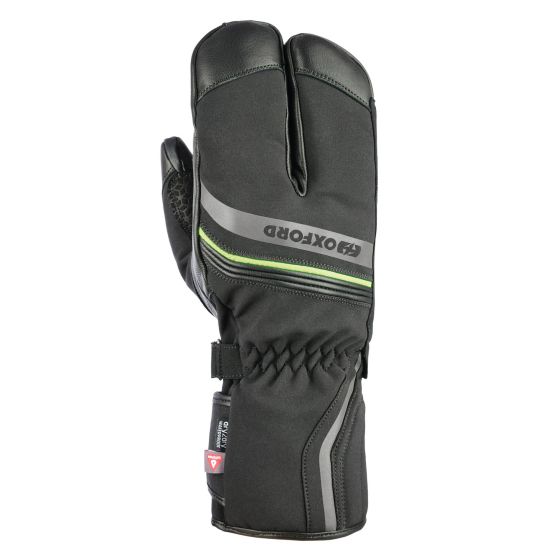 Stealth black motorcycle gloves with a waterproof design, featuring a textured grip, reflective detailing, and a snug fit for enhanced comfort and protection.