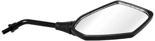 Black OXFORD OX571 mirror with a sleek, angular design, featuring a reflective glass surface and a sturdy mounting arm for easy installation on motorcycles.