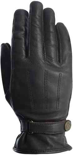 Black leather motorcycle gloves for ladies, featuring a sleek design, stitched detailing, and a secure wrist strap, labeled as XL size by Oxford Radley.