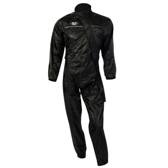 Black Oxford Rainseal rain suit in size 5XL, featuring a sleek design, long sleeves, and a high collar for full coverage against rain.