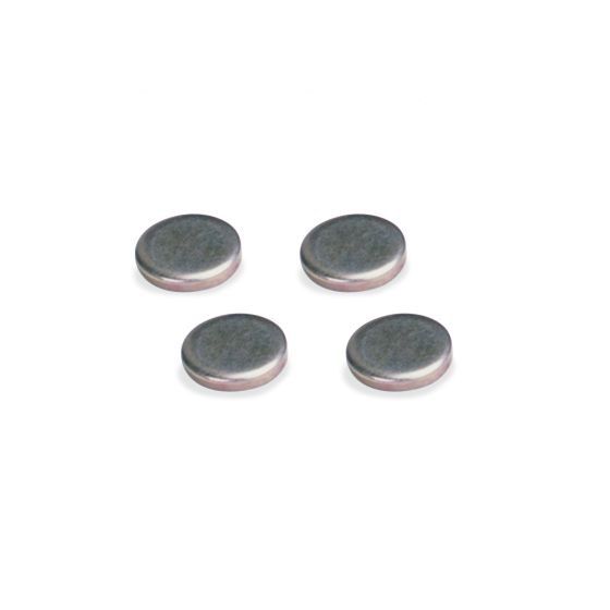 Four round, metallic replacement caps for the Oxford Rota Force Anchor, featuring a smooth surface and a shiny silver finish.