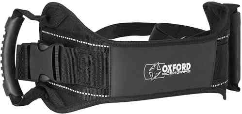 Black Oxford OX740 belt featuring a padded design, adjustable straps, and a sturdy handle, ideal for comfort and support during use.