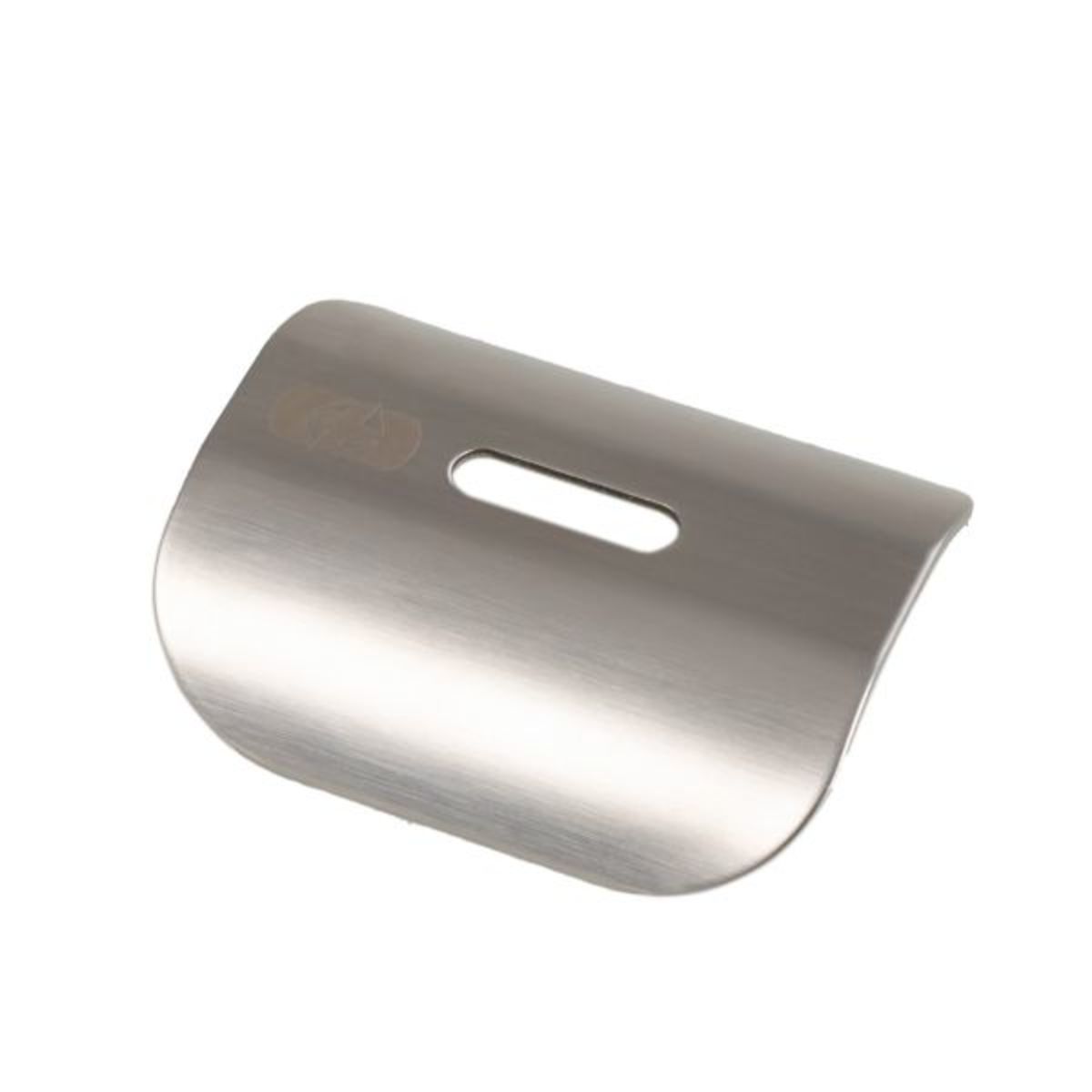 Sleek stainless steel exhaust heat shield with a polished finish, featuring a central cutout for mounting and a rounded edge design for enhanced durability.