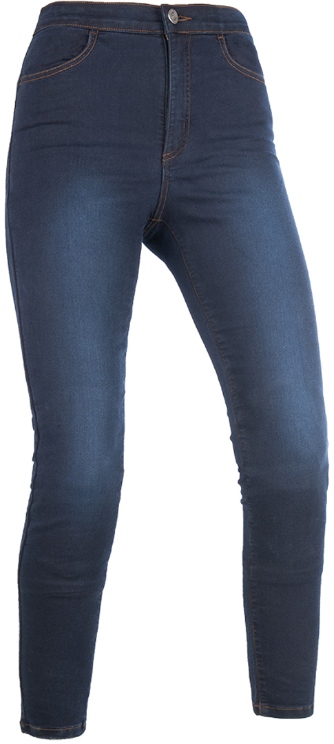 Indigo jeggings by Oxford, featuring a slim fit, short leg length, and subtle fading, made from a stretchy denim material for comfort and style.