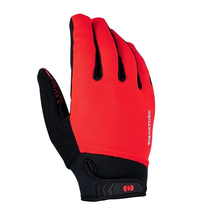 Red Oxford Switchback 2.0 gloves featuring a textured grip, black accents, and a snug fit, designed for durability and comfort in outdoor activities.