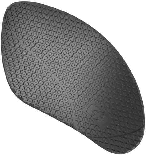 Black rubber tank pad with a textured diamond pattern and a subtle logo, designed to protect the tank of a motorcycle while providing grip.