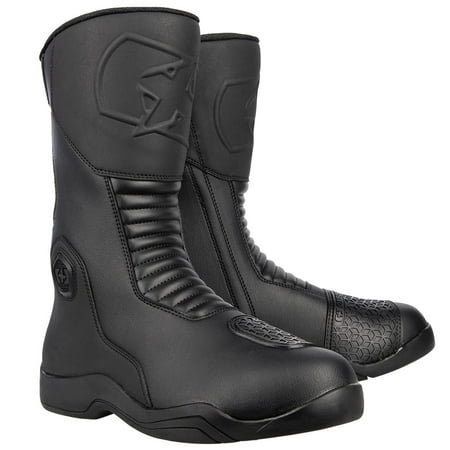 Black waterproof Oxford Tracker 2.0 boots in size 41 EU, featuring a sleek design, textured panels, and reinforced toe for durability.