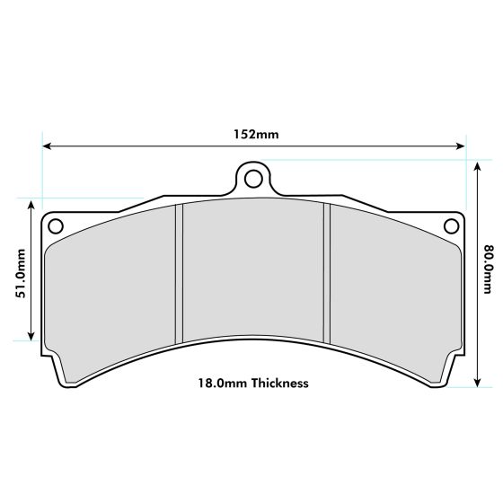 Pagid RSL1 brake pads, designed for AP Racing CP5555/CP5060 calipers, featuring a robust design with a thickness of 18mm and dimensions of 152mm x 510mm x 80mm.