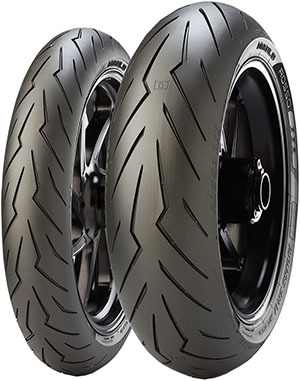 Pirelli Diablo Rosso III motorcycle tire in size 100/80 R17, featuring a sleek black rubber surface with a distinct tread pattern, designed for enhanced grip and performance.