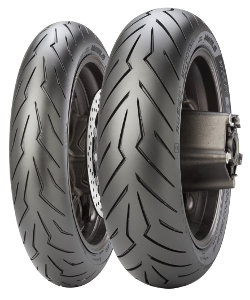 Pirelli Diablo Rosso Scooter SC rear tire in size 120/80-12, featuring a black rubber surface with a distinctive zigzag tread pattern and a metallic wheel rim.