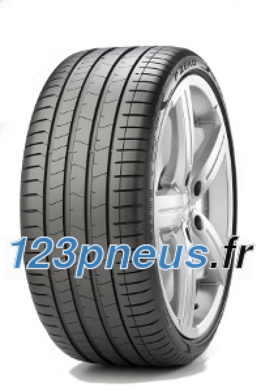 Black Pirelli P Zero PZ4 LS tire with a 255/45 R19 size, featuring a sleek tread pattern, rim protection, and a shiny silver alloy wheel in the background.