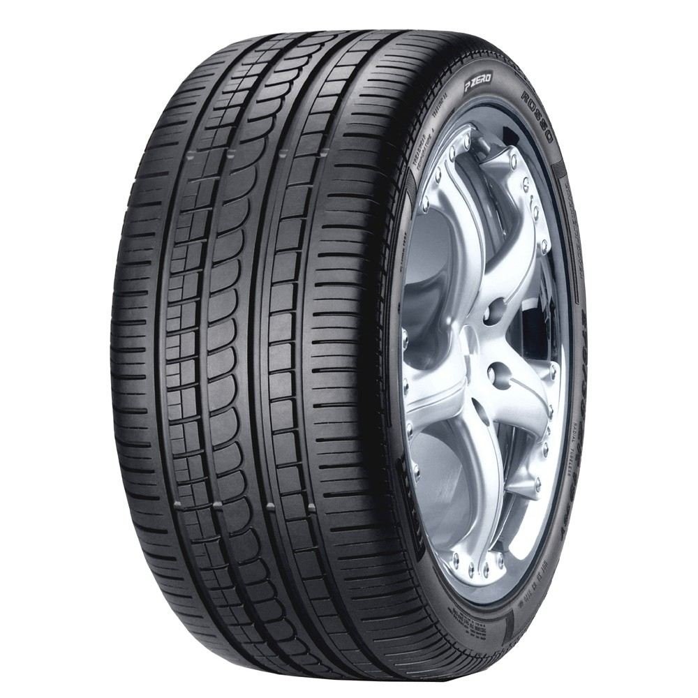 Pirelli PZEROROSN5 summer tyre, size 205/50 R17, featuring a sleek black rubber tread with deep grooves and a silver alloy wheel showcasing a sporty design.