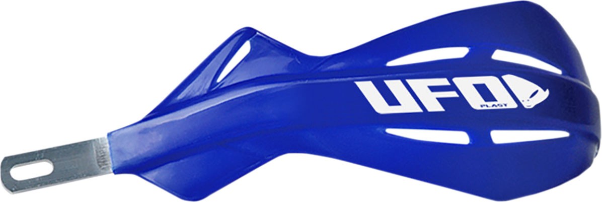 Blue UFO Alu Universal 22mm hand guard made of durable plastic, featuring a sleek design with cutouts and a prominent white UFO logo.