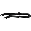 Green Polisport chain slider designed for Kawasaki KXF250 (2017-2020) and KXF450 (2016-2018), featuring durable plastic material and a streamlined shape for optimal chain protection.