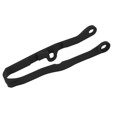 Black Polisport chain slider designed for Kawasaki KXF450 models from 2019 to 2021, featuring durable material and a streamlined shape with mounting holes.