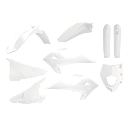 White plastic enduro plastics kit for Gas Gas EC 250/300 (2018-2020), featuring multiple body panels including fenders, side panels, and fork guards.