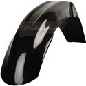 Green plastic front fender designed for Kawasaki KX85 models from 2014 to 2022, featuring a sleek, aerodynamic shape and durable construction.