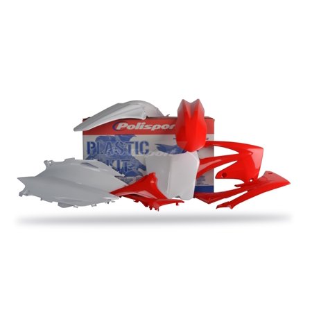 Polisport Full Plastics Kit in red and white for Honda CRF250R 2010 and CRF450R 2009-10, featuring durable plastic body panels and a sleek design for enhanced aesthetics.