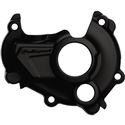 Black plastic ignition cover protector designed for KTM SXF 250/350 and Husqvarna FC 250/350 models from 2016 to 2022, featuring a sleek, contoured shape with cutouts.