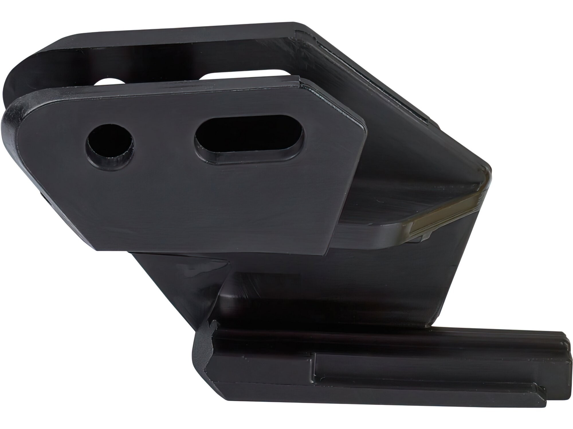 Black plastic chain guide wear pad with a sleek design, featuring two holes for mounting, specifically designed for Beta 2T & 4T RR Enduro models from 2010 to 2020.