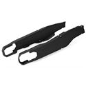 Red swingarm protectors made of durable plastic, designed for Honda CRF250R (2018-20) and CRF450R/RX (2017-18), featuring a sleek, contoured shape for optimal fit.