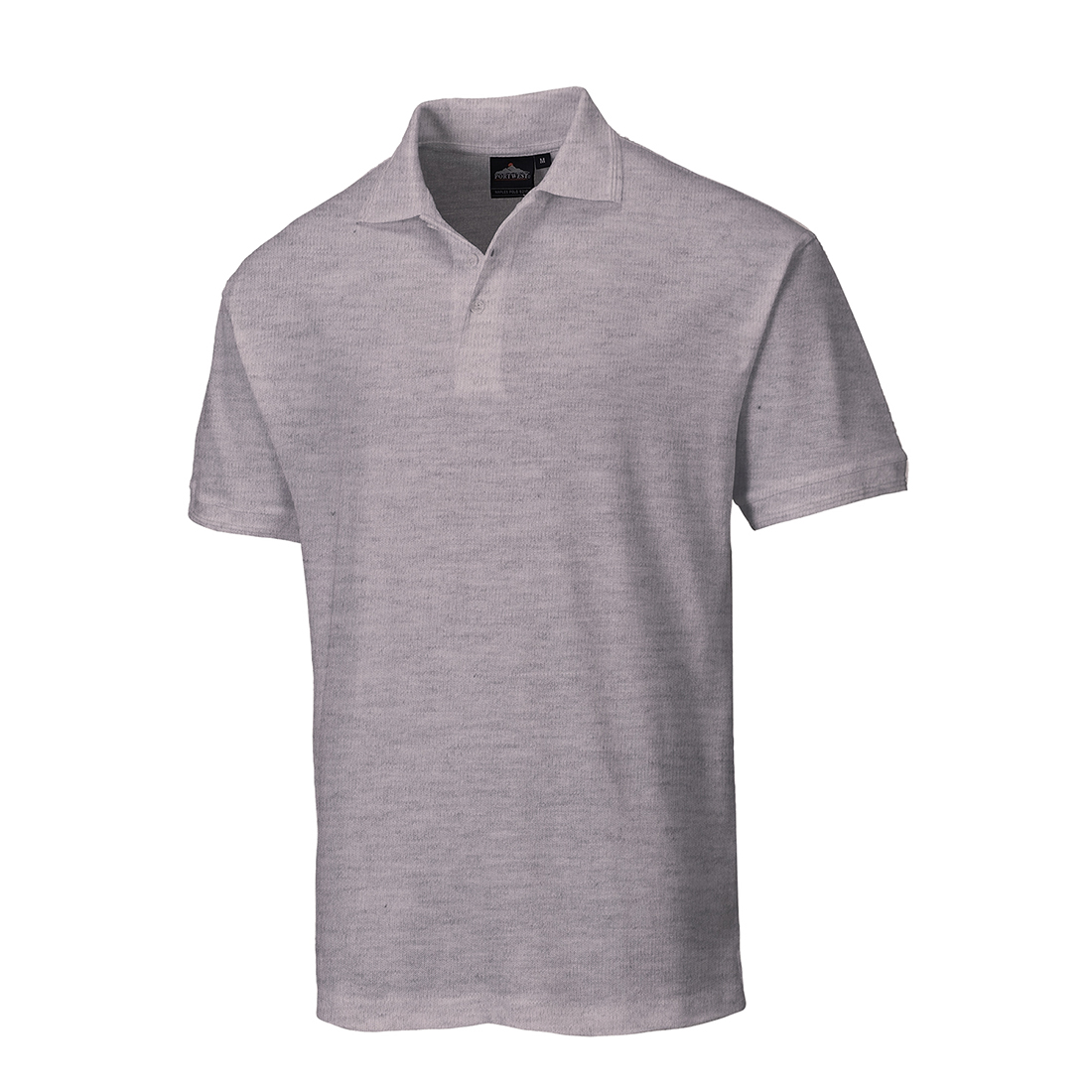 Heather grey short-sleeve polo shirt in size 3XL, featuring a classic collar and a soft, breathable fabric, ideal for casual or workwear.