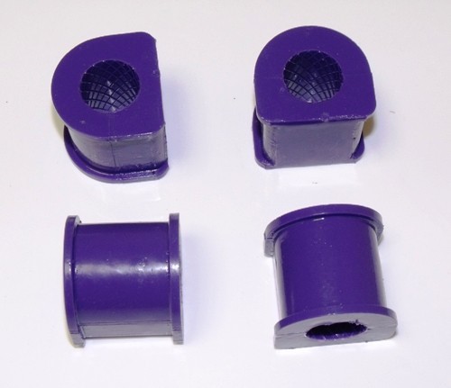 Purple polyurethane sway bar bushings designed for Porsche 911 models from 1974 to 1989, featuring a durable construction and a distinctive ribbed interior for enhanced performance.