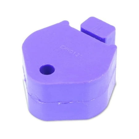 Purple rubber exhaust mounting designed for Ford Focus MK1, featuring a unique shape with a small protrusion and a hole for easy installation.