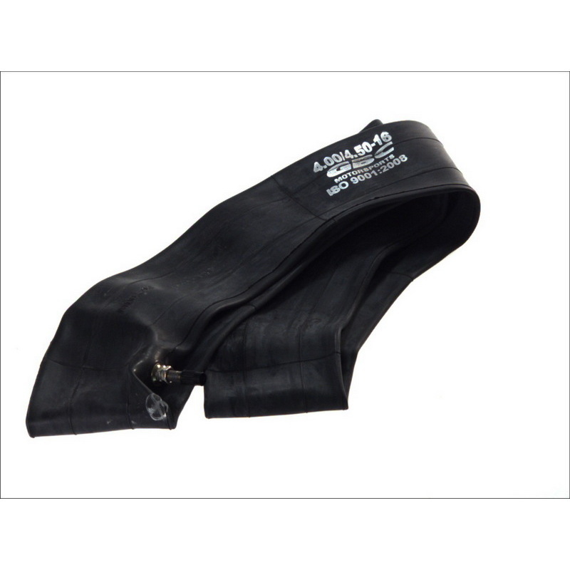 Heavy-duty black butyl inner tube, marked 400/450-16, featuring a metal valve stem, designed for durability and performance in various vehicles.