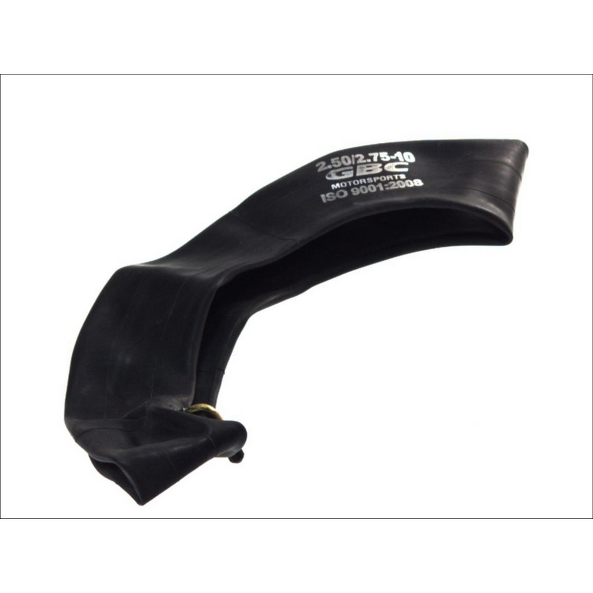 Black heavy-duty butyl inner tube with TR87 angle valve, marked with size 250/275-10, designed for durability and performance in various vehicles.