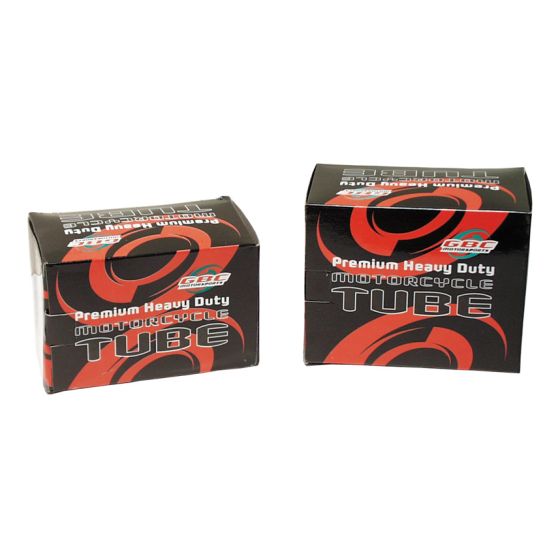Black boxes with red and white graphics, labeled "Premium Heavy Duty Motorcycle Tube," containing Pro Air Butyl Inner Tubes sized 250/275-10 with TR4 straight valves.
