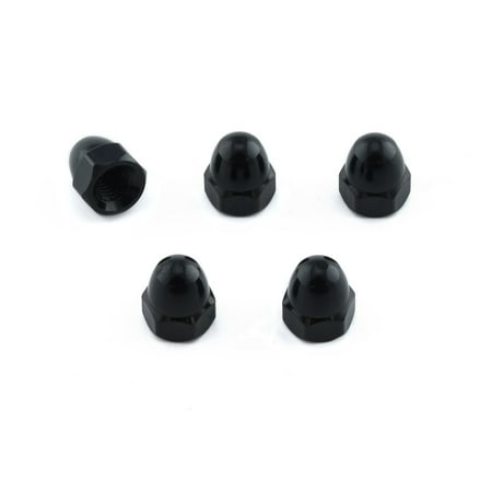 Five black alloy dome nuts from Pro-Bolt, M5 x 0.80mm, featuring a smooth dome shape and hexagonal base for easy installation.