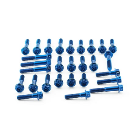 Pro-Bolt Aluminium Engine Bolt Kit featuring a collection of blue anodized bolts in various sizes, designed for durability and lightweight performance.
