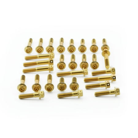 Pro-Bolt Aluminium Engine Bolt Kit in gold, featuring a variety of gold-colored bolts with hex heads and washers, designed for durability and performance.