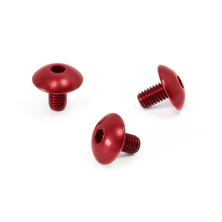 Pro-Bolt Aluminium Exhaust Heat Shield Mount Bolt Kit in vibrant red, featuring three sleek, rounded head bolts with a smooth finish and threaded shafts for secure installation.