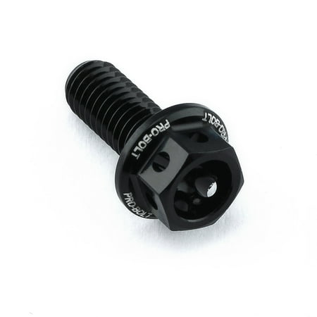 Black aluminium front suspension housing bolt with a hexagonal head, featuring engraved "Pro-Bolt" branding and a smooth, sleek finish.