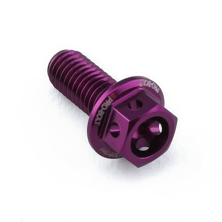 Purple anodized aluminum front suspension housing bolt with a hexagonal head and three holes, featuring the Pro-Bolt logo engraved on the side.