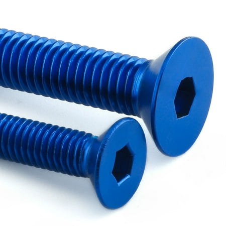 Pro-Bolt Aluminium Fuel Tank Cap Bolt Kit in vibrant blue, featuring two hexagonal head bolts with a smooth finish and deep threads for secure fastening.