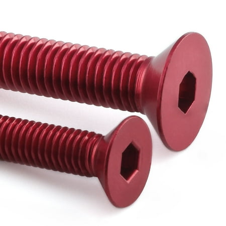 Pro-Bolt Aluminium Fuel Tank Cap Bolt Kit in vibrant red, featuring hexagonal heads and finely threaded shafts for secure fastening.