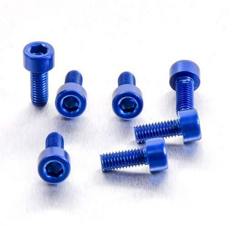 Blue aluminium fuel cap kit by Pro-Bolt for Kawasaki, featuring six hexagonal screws with a glossy finish and varying lengths for secure installation.