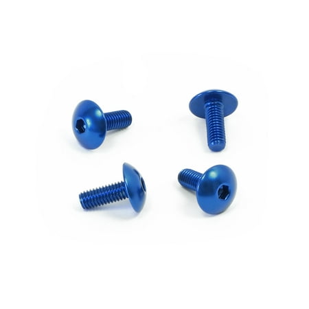 Pro-Bolt Aluminium Number Plate Mounting Bolt Kit featuring four blue anodized bolts with a rounded head and hex socket for easy installation.