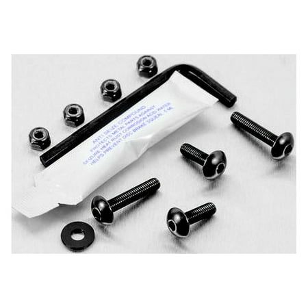 Pro-Bolt Aluminium Screen Bolt Kit in black, featuring six black screws with rounded heads, black washers, a hex key, and a white packaging sleeve.