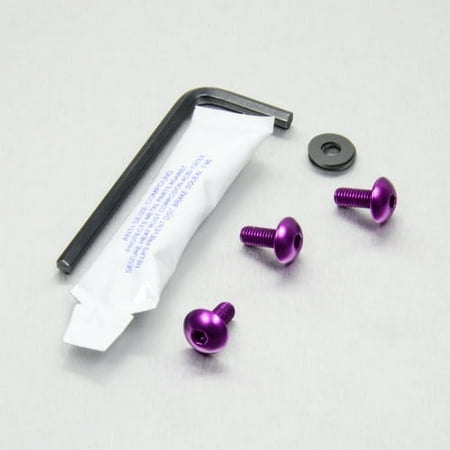 Pro-Bolt Aluminium Screen Bolt Kit in vibrant purple, featuring three purple screws, a black washer, and an L-shaped hex key, all packaged with a small tube.