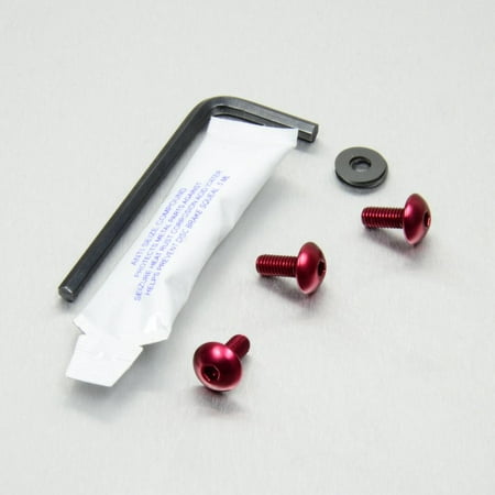 Pro-Bolt Aluminium Screen Bolt Kit in red, featuring three red aluminum screws, a black washer, and a hex key, packaged with a small tube.