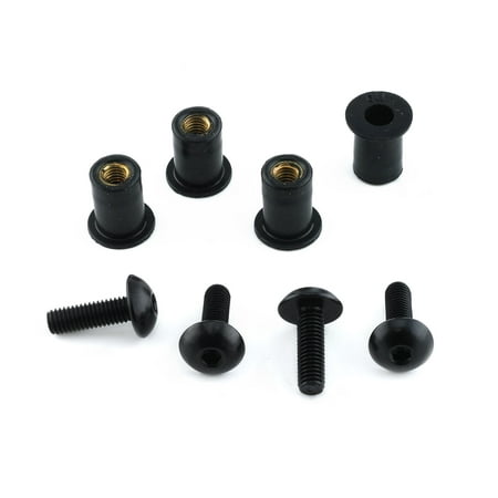 Pro-Bolt Aluminium Screen Bolt Kits in black, featuring four black bolts with gold threads and matching black spacers, designed for secure screen attachment.