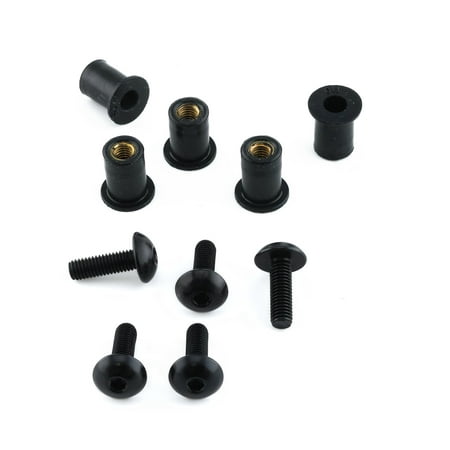 Pro-Bolt Aluminium Screen Bolt Kits in black, featuring five black bolts and spacers made of durable aluminum, designed for secure fastening.