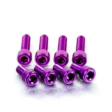 Purple aluminum fuel cap kit by Pro-Bolt, featuring eight bolts with a hexagonal socket head, designed for Suzuki motorcycles.