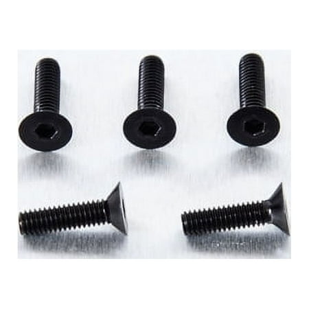 Black countersunk alloy bolts in a pack of five, measuring M4 x 0.70mm x 12.5mm, featuring a hexagonal socket for easy installation.